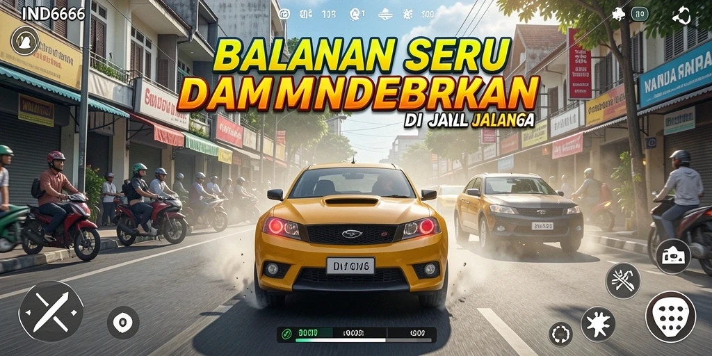 Gameplay IND666 yang mendebarkan saat balapan di jalanan.