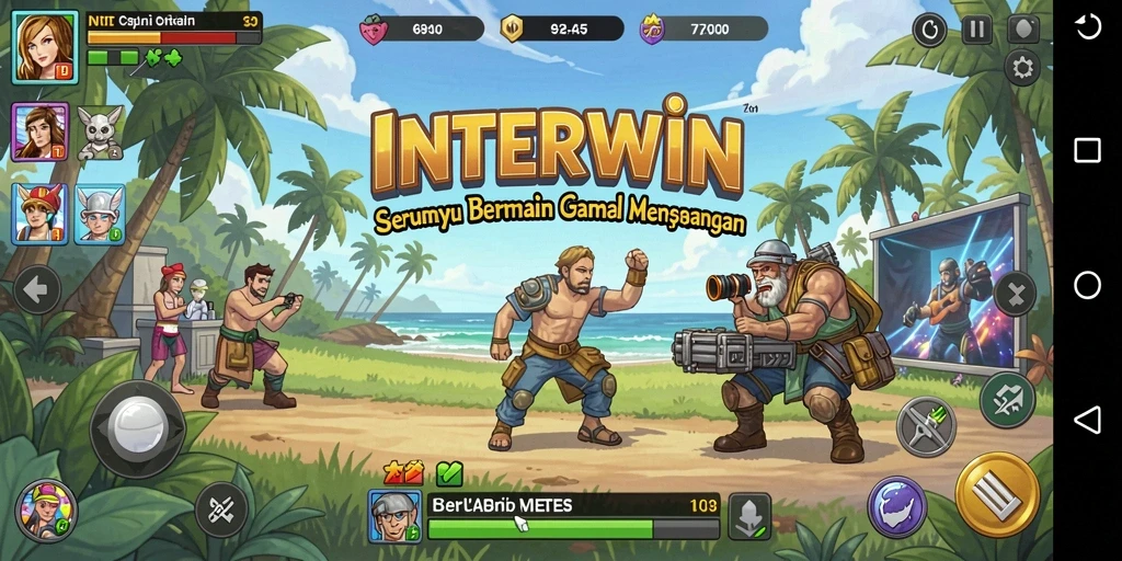 Tangkapan layar INTERWIN menunjukkan keseruan gameplay yang penuh warna.