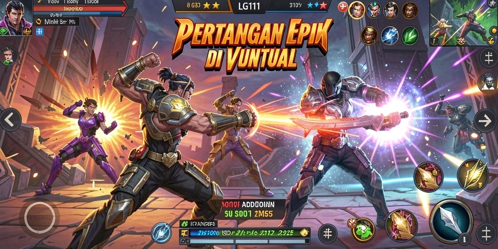 Screenshot gameplay LG111 menunjukkan aksi bertarung yang seru.