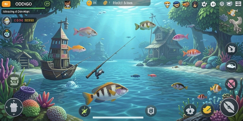 Gameplay seru dan menantang saat memancing ikan di ODDIGO.