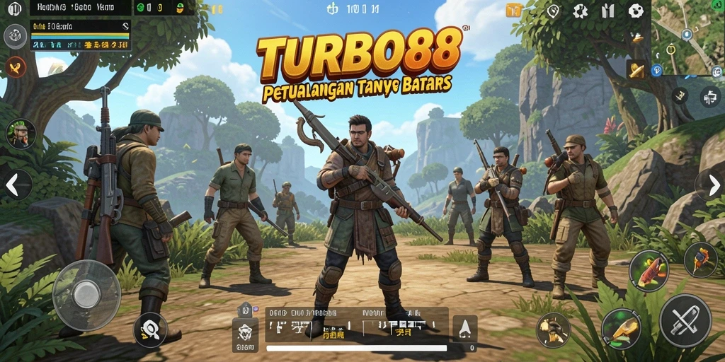 Tangkapan layar utama TURBO88 menampilkan aksi seru di dunia terbuka.