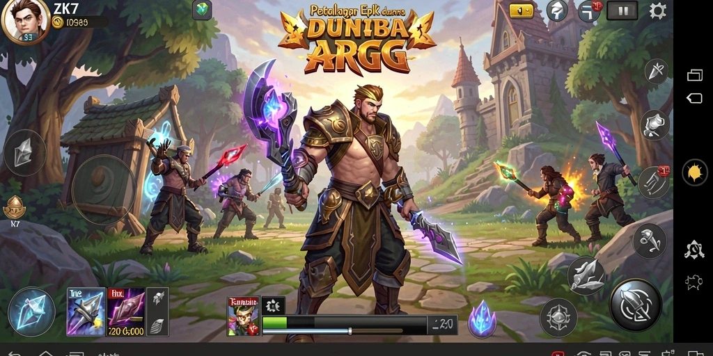Screenshot yang menampilkan aksi menarik dalam gameplay ARPG ZK7.