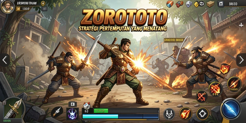 Screenshot ZOROTOTO yang menunjukkan pertempuran taktis yang mendebarkan.